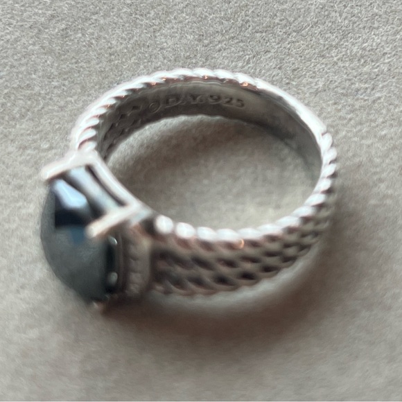 David Yurman Petite Wheaton Ring in Hematite and Pave Diamonds - Size 7 - Picture 3 of 3